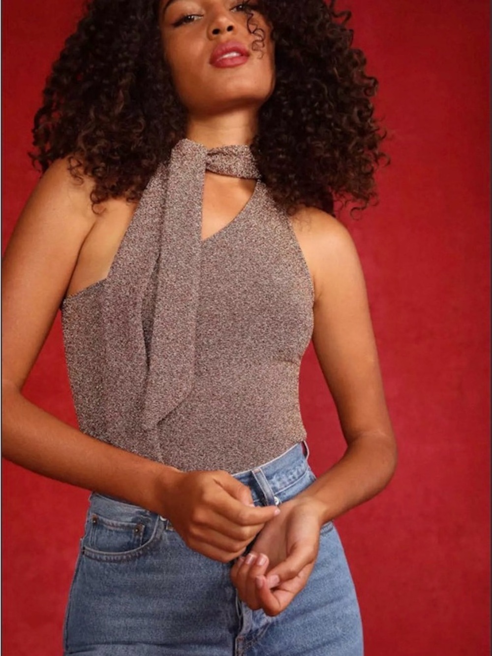 Rouje Tiago One Shoulder Top with Neck Tie Size 38